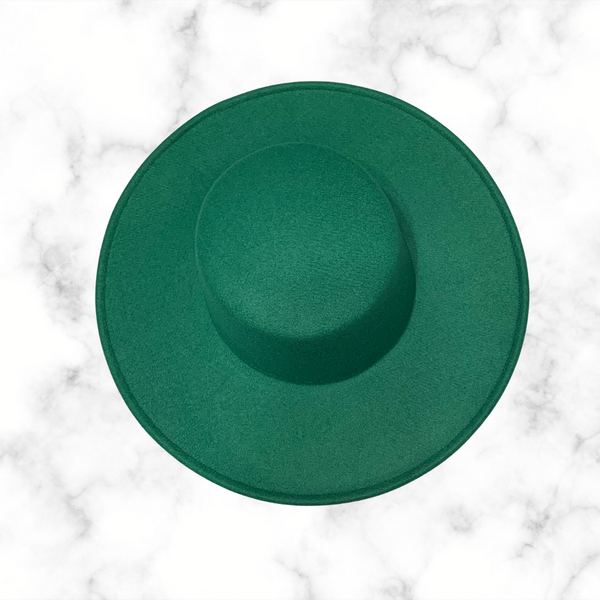 FLAT TOP WIDE BRIM FEDORA (EMERALD)