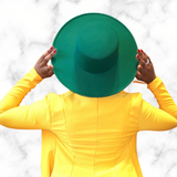 FLAT TOP WIDE BRIM FEDORA (EMERALD)