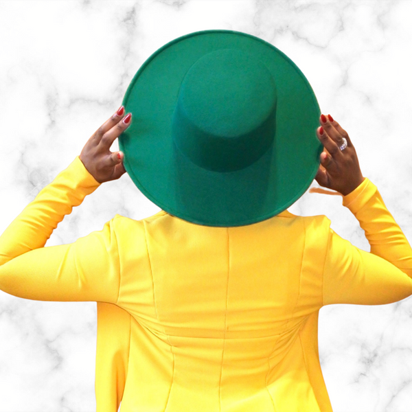 FLAT TOP WIDE BRIM FEDORA (EMERALD)