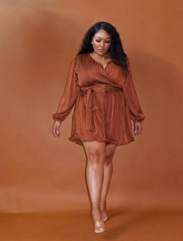 + GIRLS NIGHT ROMPER (RUST)