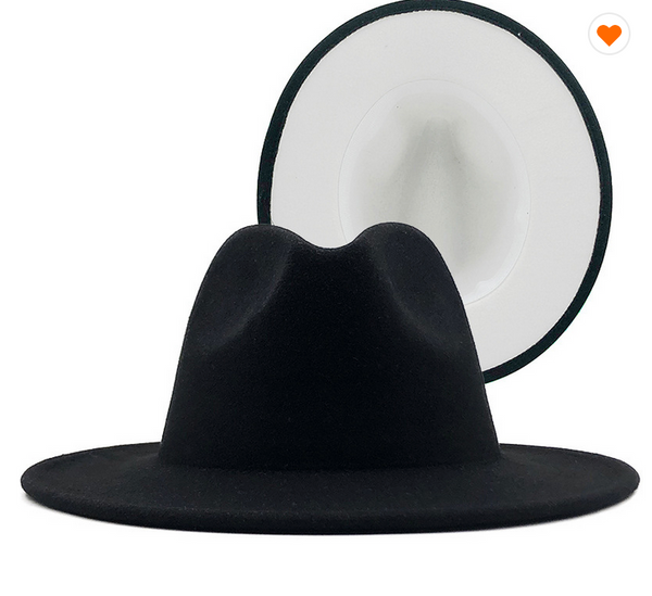 TWO-TONED STANDARD BRIM FEDORA (BLACK/WHITE)