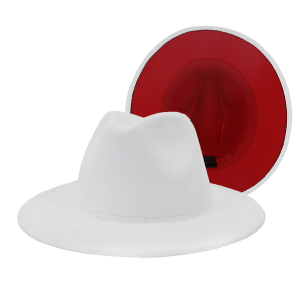 TWO-TONE STANDARD BRIM FEDORA (WHITE/RED)