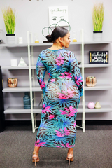ROSES ARE RED, VIOLETS ARE BLUE MIDI DRESS