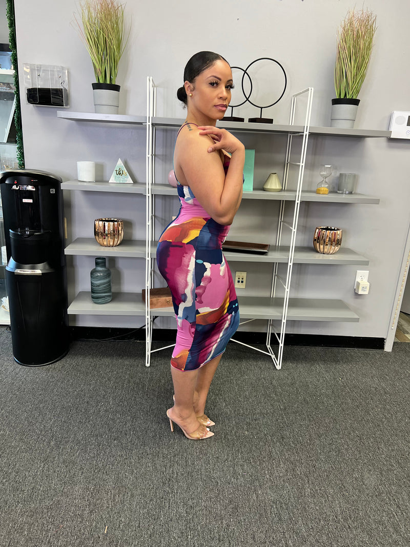 SPLASH OF COLOR MIDI DRESS