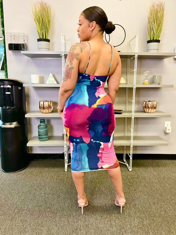 SPLASH OF COLOR MIDI DRESS