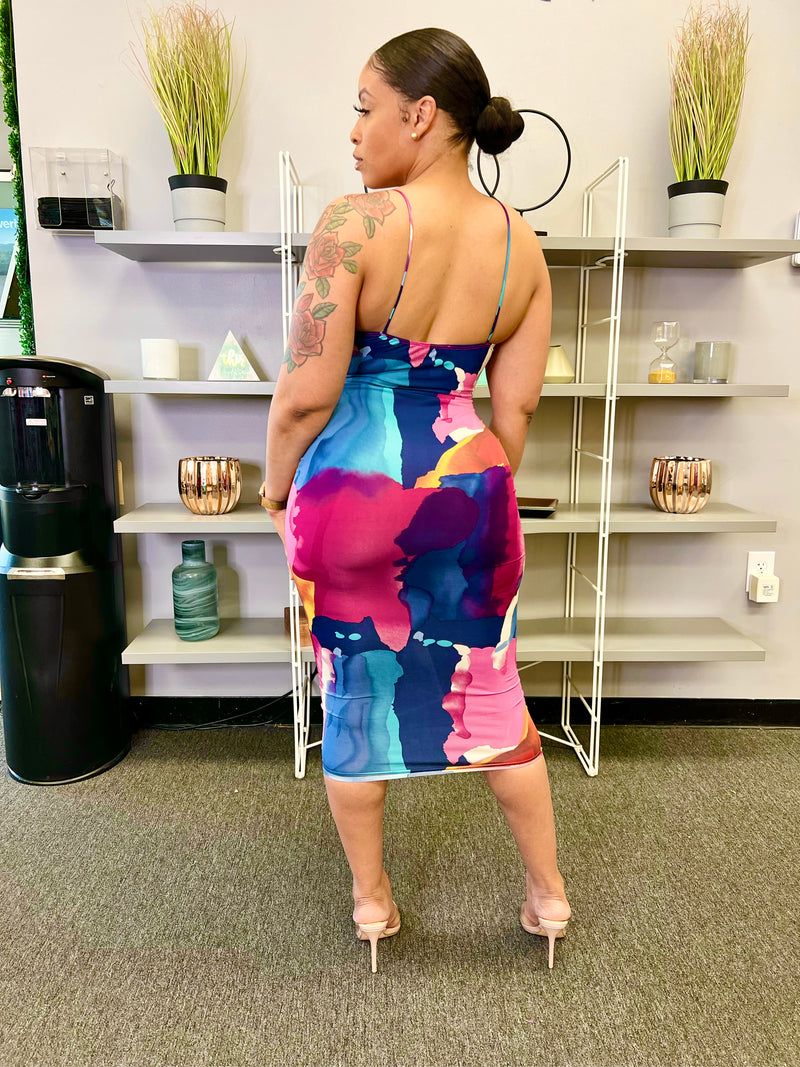 SPLASH OF COLOR MIDI DRESS