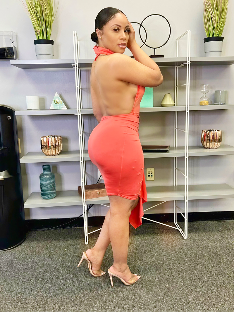 IT'S OK TO STARE DRESS (CORAL)