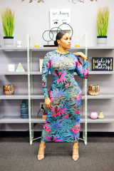 ROSES ARE RED, VIOLETS ARE BLUE MIDI DRESS