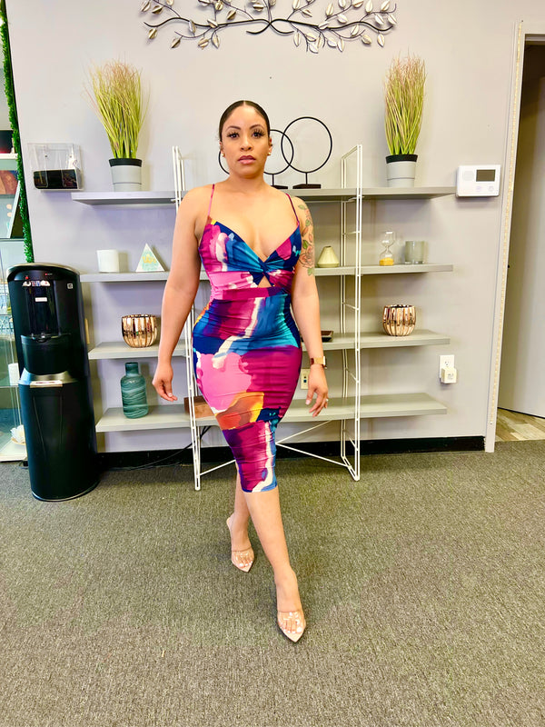 SPLASH OF COLOR MIDI DRESS