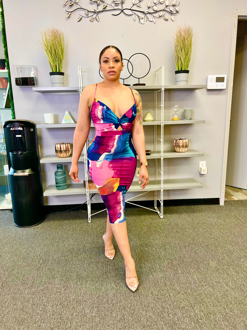 SPLASH OF COLOR MIDI DRESS